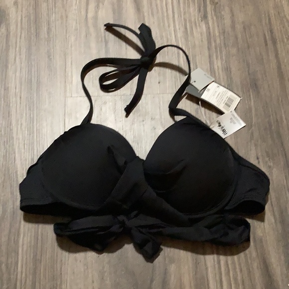 Mossimo Wrap Push-Up Halter Bikini Top Black - Picture 2 of 4